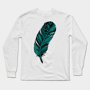 Zentangle Tribal Feather Drawing Long Sleeve T-Shirt